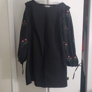 Miss Selfridge Long Sleeve Embroidered Shift Dress